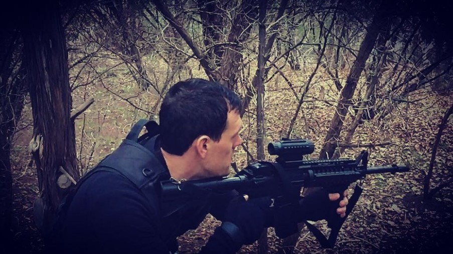 Samuel French taking the long shot in an action scene
